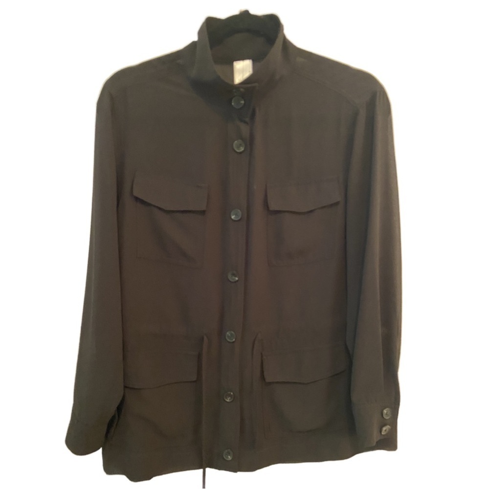 MarlaWynne Wynne Layers Chiffon Safari Jacket Black Size Small New - Picture 3 of 12